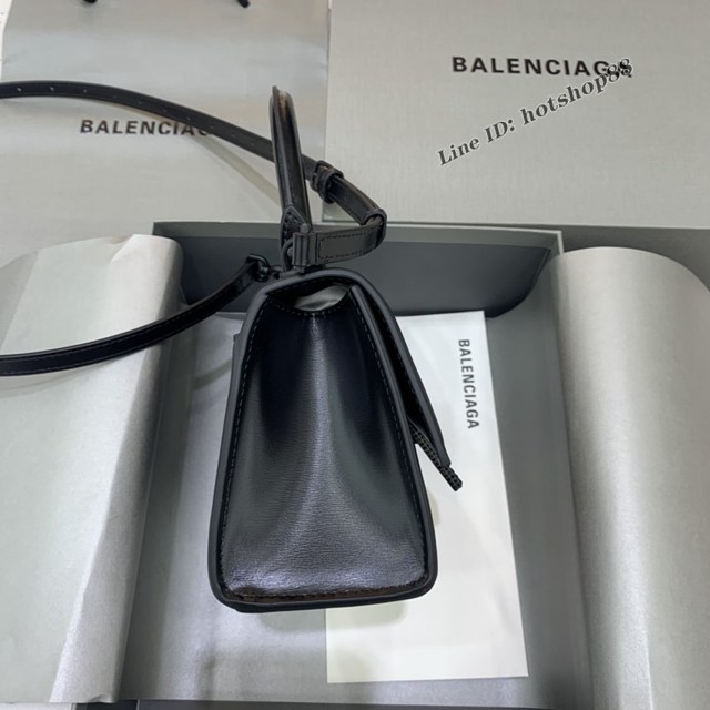 Balenciaga專櫃爆款女士mini號手提包 巴黎世家牙籤紋黑帶鑽沙漏包 fyj1791